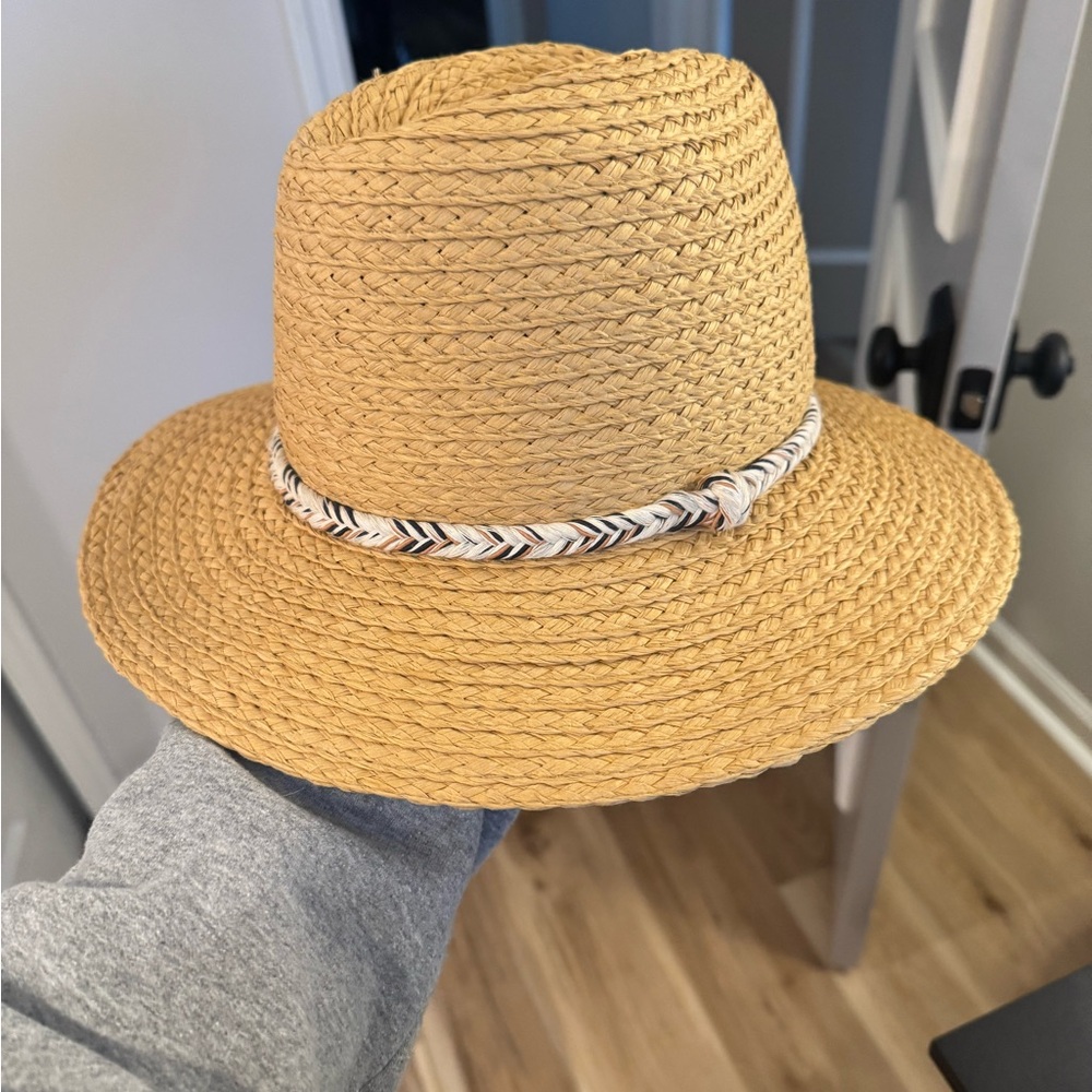 Frye Tan Straw Hat with Braided Band